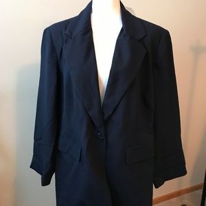 Susan Graver 2X Boyfriend Blazer Jacket Navy Blue